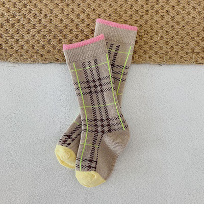

Baby Socks Baby Girl Cute Socks Plaid Print Cotton Long Kids Socks