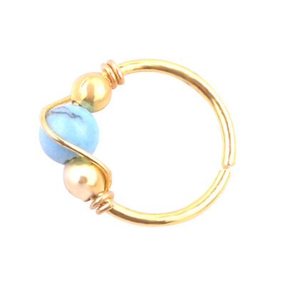 

Stainless Steel Nose Ring Turquoise Nostril Hoop Nose Body Piercing Jewelry New