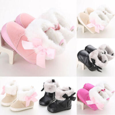 

Newborn Baby Girl Toddler Fur Snow Boots Soft Sole Crib Shoes Booties Prewalker