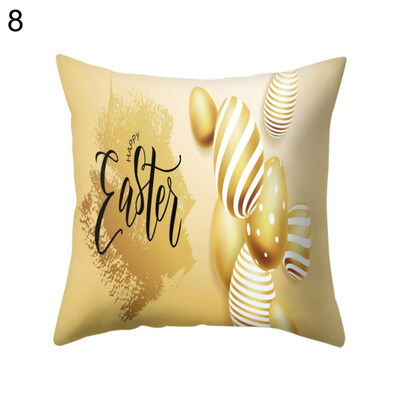 

Happy Easter Egg Pillow Case Sofa Bed Car Office Cushion Cover Festival Decor