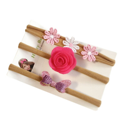 

3pcsSet Baby Flower Hair Accessories New Children Hairband Baby Headdress Bow Chiffon Headband Suit Fashion Headwear