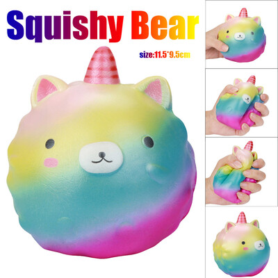 

YIWULAHorns Bear Squishy Decor Slow Rising Kid Toy Squeeze Relieve Anxiet Gift