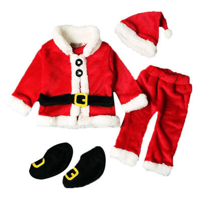 

4PCS Christmas Santa Claus Fancy Dress Kids Baby Suits Cosplay Costume Clothes