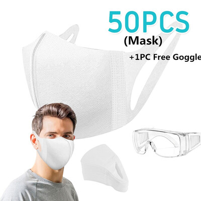 

50Pcs mask&1Pcs goggle Disposable Antivirus Mask Particulate Respirator Mask