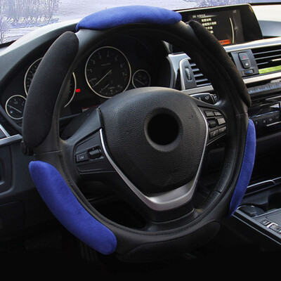 

38CM Car Anti-Skid Flocking Cloth Black Steering Wheel Covers Protector Braiding