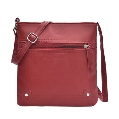 

Retro Women Solid Color Zip Envelope Shoulder Bag Faux Leather Crossbody Pouch