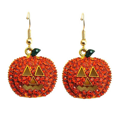 

Pumpkin Crystal Rhinestone Halloween Jewelry Ear Stud Earrings Newest