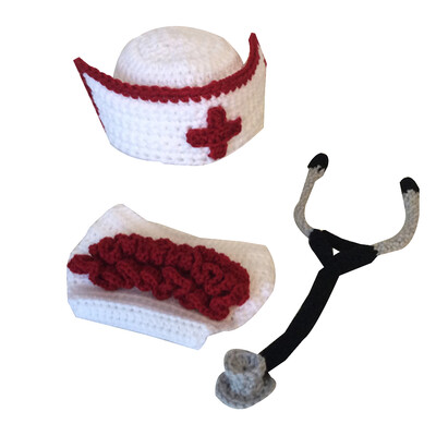 

Newborn Baby Boy Girl Crochet Costume Knitted Outfits Baby Photography Props Nurse Cap Set