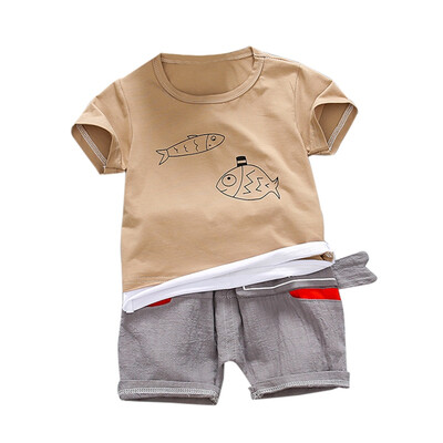 

Infant Clothing Boys Shorts&T shirt Top Baby Boys Summer Clothes Set Printed Cotton
