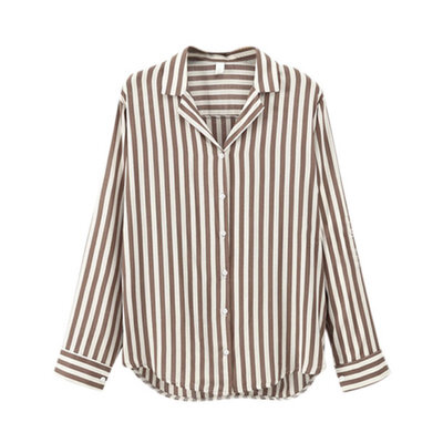 

New Spring Autumn Women Blouse Flower V-Neck Long Sleeve Work Shirts Women office Tops Striped blouse for business