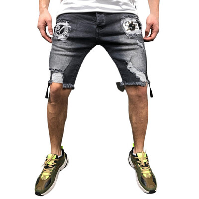 

Gobestart Mens Casual Shorts Jeans Sports Pocket Slim Fit Pants Shredded Trousers