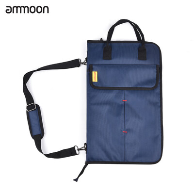 

ammoon Zippered Drum Stick Drumsticks Mallet Bag Case with External Pockets Floor Tom Hooks Carrying Handle Shoulder Strap