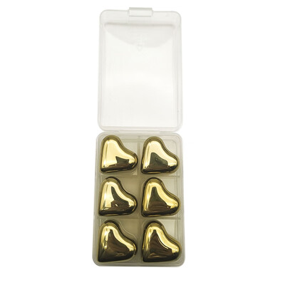 

Heart-type Frozen Stone Stainless Steel Frozen Stone Natural Frozen Stone For Whisky Bar Supplies 4PCS6PCS