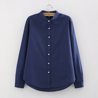 

2017 New Fashion OL Casual White Shirt Women Long Sleeve Stand Collar Cotton Female Blusa Women Tops D1