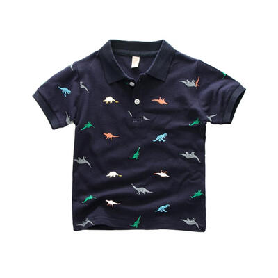 

Summer Baby Boy Short Sleeve Shirts For Kids Turndown Cotton Casual Tops Tees 3-8T