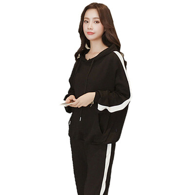 

Autumn Tracksuit Long Sleeve Harajuku Side Striped Sweatshirts Casual Set Women 2 Piece Set TopsPants Sporting Suit Female