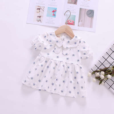 

Summer Casual Baby Girls Cute Dress Sleeve Floral Print Pattern Dress Kids Toddler Princess Sundress