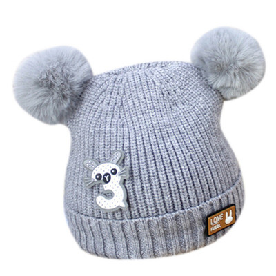 

New Newborn Baby Kids Girls Boys Winter Warm Knit Hat Balls Solid Warm Cute Lovely Beanie Cap Gifts