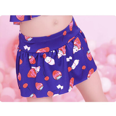 

Summer Little Girl Swimwear Straps Floral Print Backless Tops Skirt Shorts Kid Children Swimsuit Set