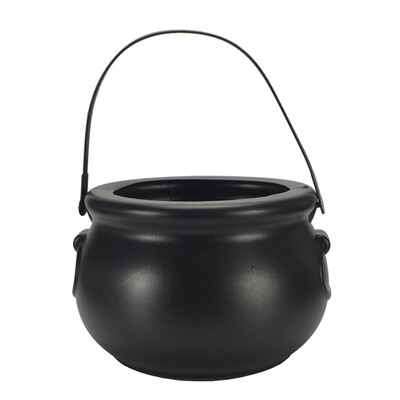 

8Inch Black Plastic Cauldron With Handle For Halloween Parties Candy Holder Bucket Kettle St Patrick Day Party Favors Decor