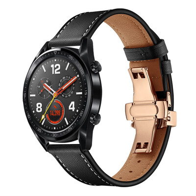

〖Follure〗Gold Butterfly buckle Leather Wrist Watch Strap Band For Huawei GT Watch 22mm