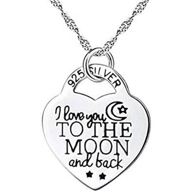 

Women Girls moon&back Letters Heart Pendant Zinc Alloy Plating Necklace Decoration Jewelry