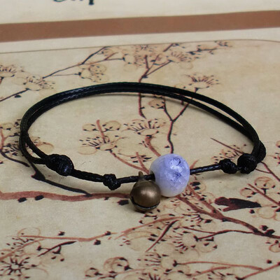 

Handmade Ceramic Beads Bracelet Small Tinkle Bell Flower Adjustable Chain Boho BraceletsJewelry