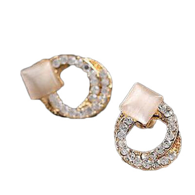 

Hot Sale Korean Version Bling Fashion Women Jewelry Diamond Opal Spiral Zircon Earrings