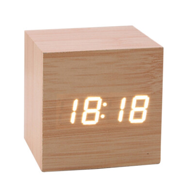 

Multicolor Wooden Clock New Modern Wood Digital LED Desk Alarm Clock Table Decor