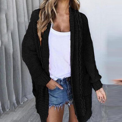 

Toponeto Women Casual Long Sleeve Solid Sweater Cardigan Coat With Pockets