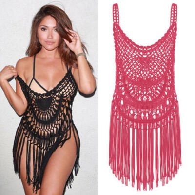 

Women Bathing Lace Crochet Bikini Swimwear Cover Up Kaftan Beach Wear Dress US