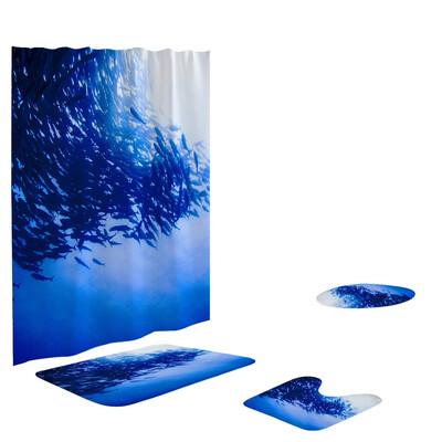 

Gobestart 4PCS Non Slip Toilet Polyester Cover Mat Set Bathroom Shower Curtain