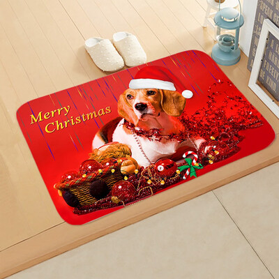 

New Christmas Festive Santa Claus Elk Mat Bedroom Bathroom Home Absorbent Non-Slip Mat 16X24In