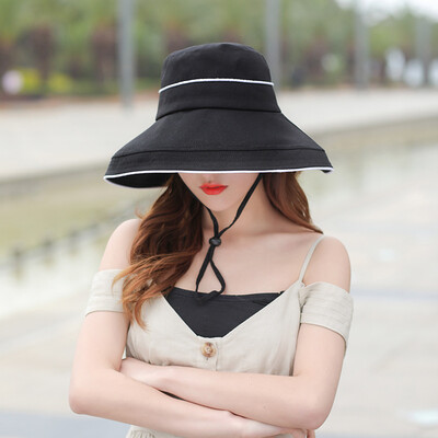 

2019 new Korean version of spring&summer womens cloth hat elegant sun protection big eaves cotton&hemp fishermans hat