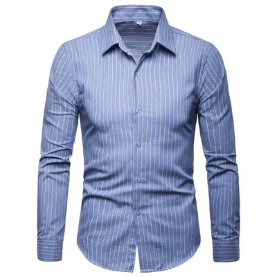 

Tailored Mens Fashion Slim Fit Personality Stripe Casual Long Sleeve Shirts Blouse