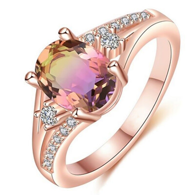 

Women Rose Gold Rhinestone Zircon Ring Engagement Wedding Jewelry Size 610
