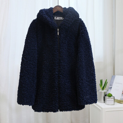 

Tailored Women Fashion Autumn Winter Hat Lamb Wool Circle Loose Thin Coat