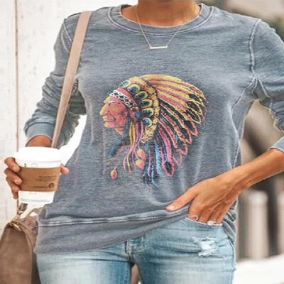 

Comfy&Colorful Figure Pattern Printed Long Sleeve Tee