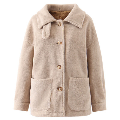 

Toponeto Winter Women Faux Fleece Coat Outwear Warm Lapel Biker Motor Jacket