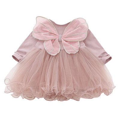 

Girls Dress Autumn Long Sleeve Wings Angel Nets Kids Dress For Girls Birthday Party Wedding Dresses Children Clothing