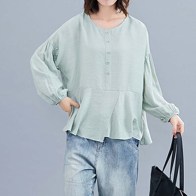 

Tailored Women Retro Casual Long Sleeve Tops Blouse Ladies Autumn Casual Shirt
