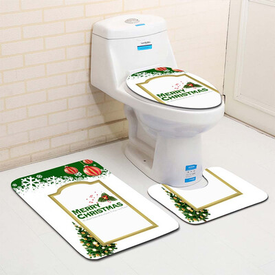 

Gobestart 3PCS Fancy Santa Toilet Seat Cover&Rug Bathroom Set Christmas Decor