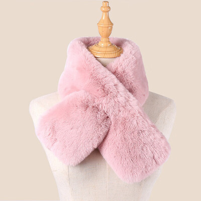 

Women Winter Thicken Plush Faux Rabbit Fur Scarf Solid Collar Shawl Neck Warmer Shrugs Knitted Neckerchief Wrap New