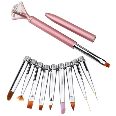 

Toponeto 10Pcs Different Sizes Copper Handle Nail Art Brush Set Design Nail Brushes