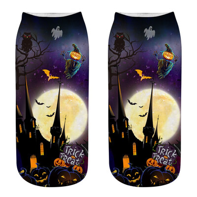 

19 Style New Fashion Halloween Socks 3D Print Unisex Halloween Pattern Print Socks Breathable Stretchy Boat Socks