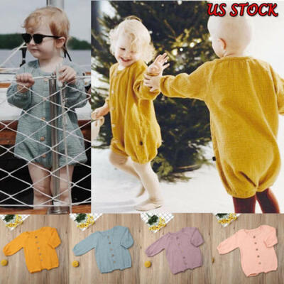 

Newborn Kid Baby Girl Plain Clothes Jumpsuit Romper Bodysuit Outfit Set