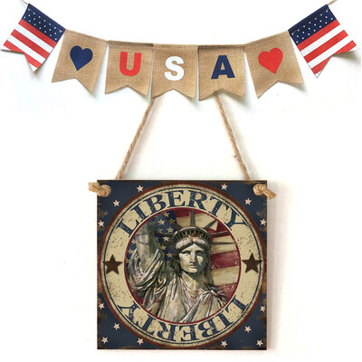 

Gobestart American 4th of July Independence Day Wooden Plaque Sign God Bless America