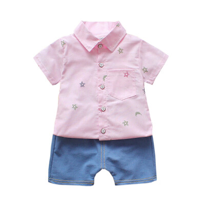 

2019 Childrens Sets Summer Boys Casual Blouse Short Pant Set for Kids Boys 1-4Y Fashion Clothes Sets