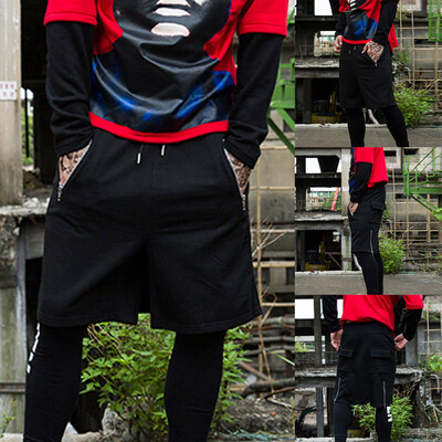 

Gobestart Summer Fashion Mens Stickers Pocket Tether Elastic Sports Pants Shorts