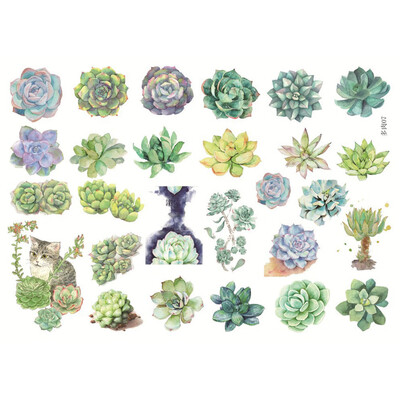 

3 Sheets Succulent Plants Mini Label Sticker Decoration DIY Diary Scrapbooking